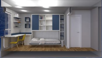 Vista dormitorio cama elevable